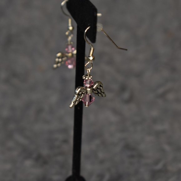 🔥 3/$15 NWT Handmade Pink and Silver Angel Earrings - Picture 6 of 7
